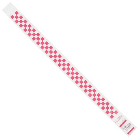 Bsc Preferred 3/4 x 10'' Pink Checkerboard Tyvek Wristbands, 500PK BUY00022016